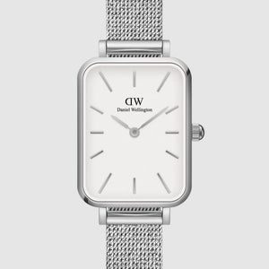  Shop Authentic Daniel Wellington Quadro Sterling White Dial Silver Mesh Strap Watch For Women - DW00100438 - Luxxuri