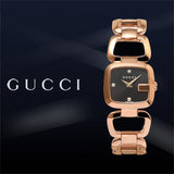  Shop Authentic Gucci G Ladies Diamonds Black Dial Rose Gold Steel Strap Watch For Women - YA125512 - Luxxuri