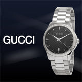  Shop Authentic Gucci G Timeless Black Dial Silver Steel Strap Unisex Watch - YA126457 - Luxxuri