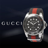  Shop Authentic Gucci Dive Black Dial Red & Blue Nylon Strap Watch For Men - YA136210 - Luxxuri