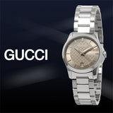  Shop Authentic Gucci G Timeless Brown Dial Silver Steel Strap Watch For Women - YA126526 - Luxxuri