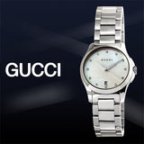  Shop Authentic Gucci G Timeless Diamonds Mother of Pearl Dial Silver Steel Strap Watch For Women - YA126542 - Luxxuri