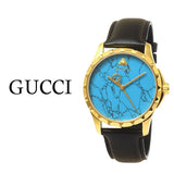  Shop Authentic Gucci G Timeless Turquoise Blue Dial Black Leather Strap Watch For Men - YA126462 - Luxxuri