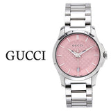  Shop Authentic Gucci G Timeless Pink Dial Silver Steel Strap Watch For Women - YA126524 - Luxxuri