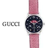  Shop Authentic Gucci G-Timeless Moonphase Black Dial Pink Leather Strap Watch For Women - YA1264046 - Luxxuri