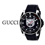  Shop Authentic Gucci Dive Feline Black Dial Black Rubber Strap Watch For Men - YA136323 - Luxxuri