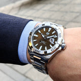  Shop Authentic Tag Heuer Aquaracer Calibre 5 Automatic Sunray Brown Dial Silver Steel Strap Watch for Men - WAY2018.BA0927 - Luxxuri