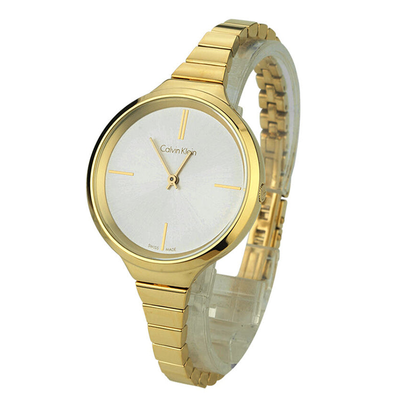  Shop Authentic Calvin Klein Lively White Dial Gold Steel Strap Watch for Women - K4U23526 - Luxxuri
