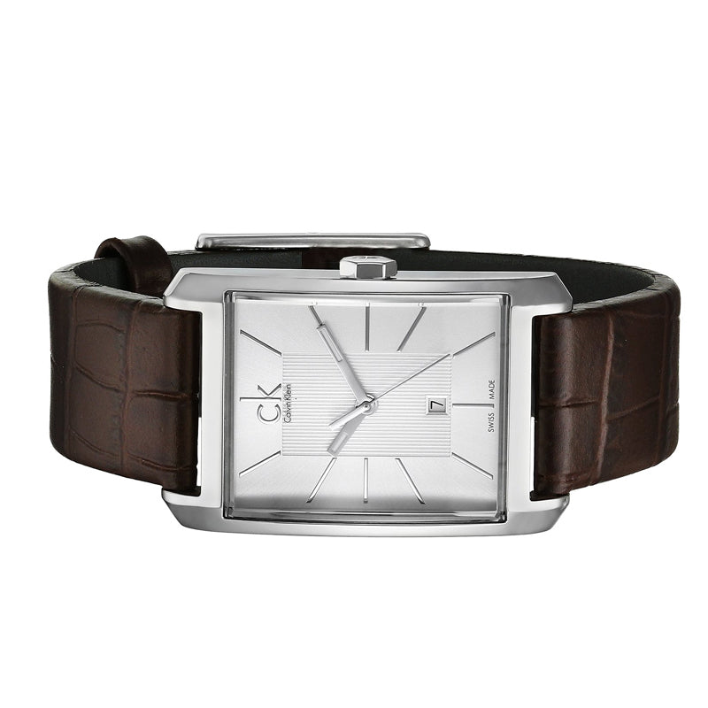  Shop Authentic Calvin Klein Window Silver Dial Brown Leather Strap Watch for Women - K2M23126 - Luxxuri