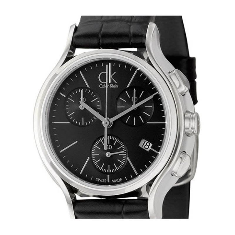  Shop Authentic Calvin Klein Skirt Chronograph Black Dial Black Leather Strap Watch for Men - K2U291C1 - Luxxuri