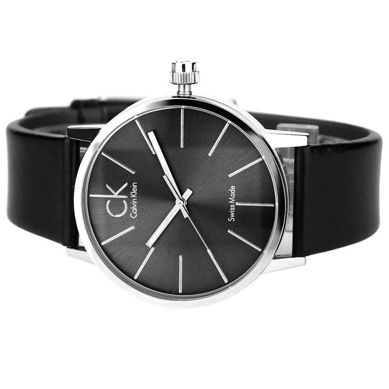  Shop Authentic Calvin Klein Minimal Black Dial Black Leather Strap Watch for Men - K7621107 - Luxxuri