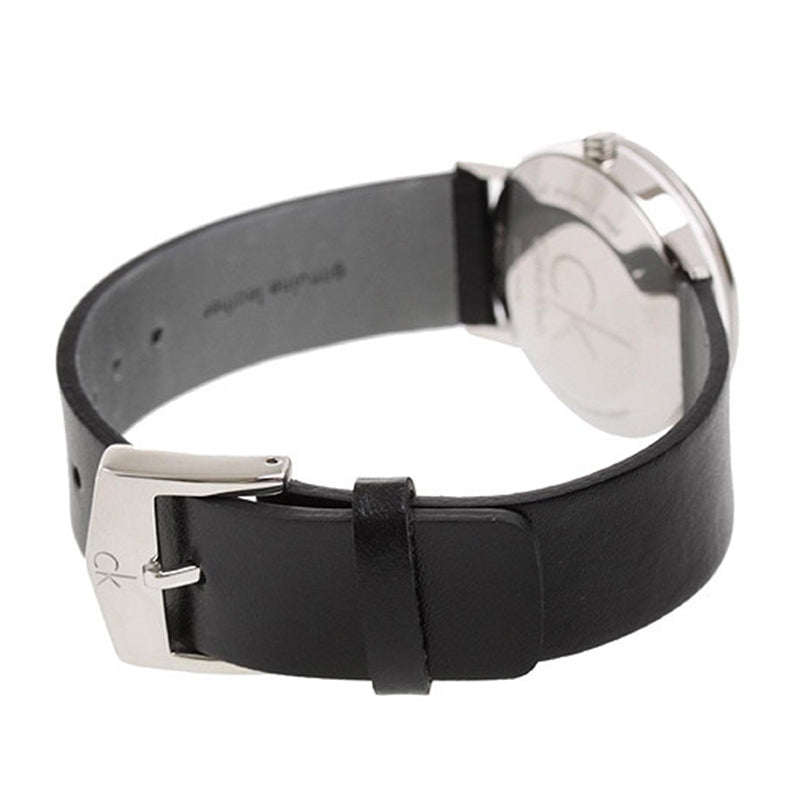  Shop Authentic Calvin Klein Post Minimal Silver Dial Black Leather Strap Watch for Men - K7621192 - Luxxuri