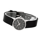  Shop Authentic Calvin Klein Minimal Black Dial Black Leather Strap Watch for Women - K7622107 - Luxxuri