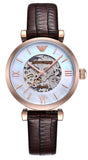  Shop Authentic Emporio Armani Meccanico Skeleton Mother of Pearl Dial Brown Leather Strap Watch For Women - AR1993 - Luxxuri