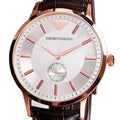  Shop Authentic Emporio Armani Classic Analog Silver Dial Brown Leather Strap Watch For Men - AR9101 - Luxxuri