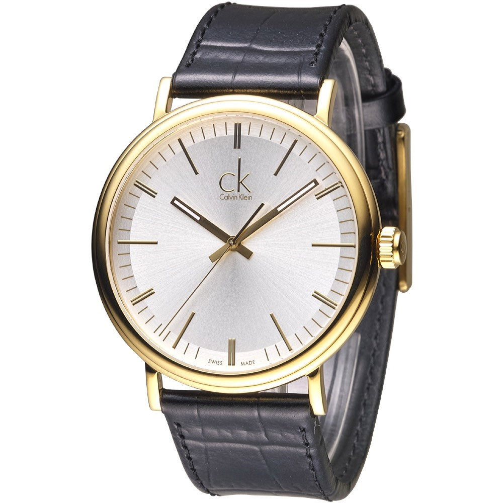  Shop Authentic Calvin Klein Surround Silver Dial Black Leather Strap Watch for Men - K3W215C6 - Luxxuri