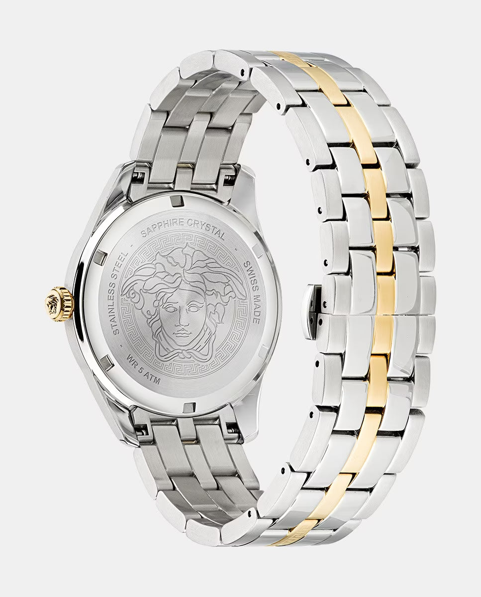  Shop Authentic Versace Greca Time Quartz Green Dial Two Tone Steel Strap Watch For Men - VE3K00422 - Luxxuri