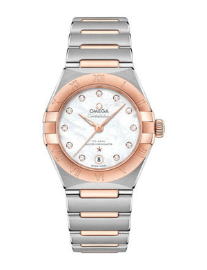  Shop Authentic Omega Constellation Manhattan Quartz Diamonds Mother of Pearl Dial Two Tone Steel Strap Watch for Women - 131.20.25.60.55.001 - Luxxuri