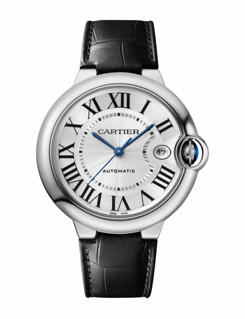  Shop Authentic Cartier Ballon Bleu De Cartier Silver Dial Black Leather Strap Watch for Women - WSBB0030 - Luxxuri
