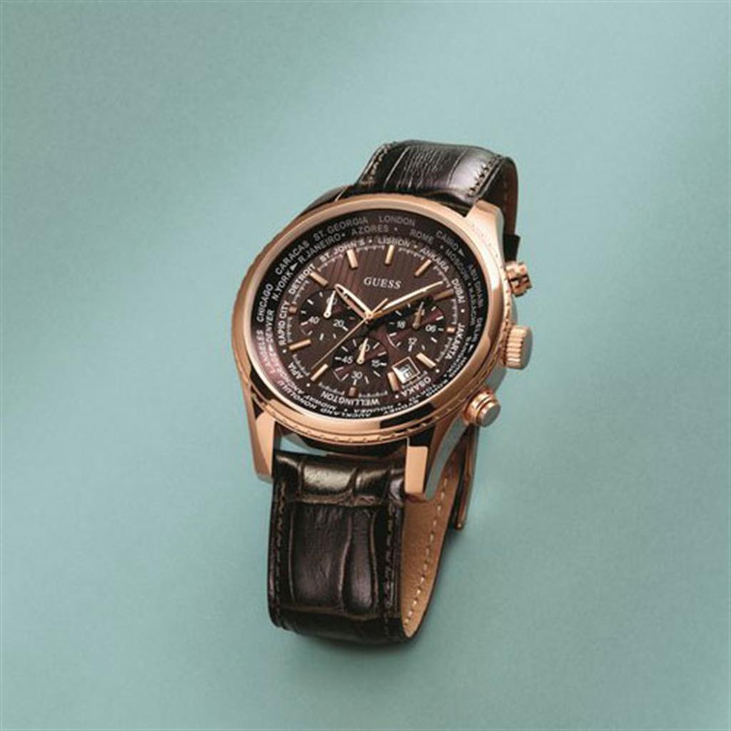  Shop Authentic Guess Pursuit Chronograph Brown Dial Brown Leather Strap Watch for Men - W0500G3 - Luxxuri