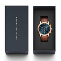  Shop Authentic Daniel Wellington Iconic Chronograph Blue Dial Brown Leather Strap Watch For Men - DW00100639 - Luxxuri