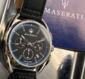  Shop Authentic Maserati Trimarano Chronograph Black Dial Black Leather Strap Watch For Men - R8871632001 - Luxxuri