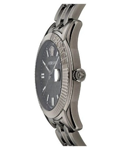  Shop Authentic Versace Greca Time Quartz Black Dial Grey Steel Strap Watch for Men  - VE3K00622 - Luxxuri