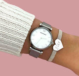  Shop Authentic Emporio Armani Gianni T Bar Mother of Pearl Dial Silver Steel Strap Watch For Women - AR1955 - Luxxuri