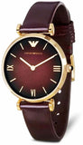  Shop Authentic Emporio Armani Gianni T Bar Burgundy Dial Burgundy Leather Strap Watch For Women - AR1757 - Luxxuri