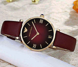  Shop Authentic Emporio Armani Gianni T Bar Burgundy Dial Burgundy Leather Strap Watch For Women - AR1757 - Luxxuri