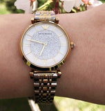  Shop Authentic Emporio Armani Gianni T Bar Analog White Dial Two Tone Steel Strap Watch For Women - AR2076 - Luxxuri