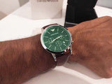  Shop Authentic Emporio Armani Renato Chronograph Green Dial Brown Leather Strap Watch For Men - AR2493 - Luxxuri