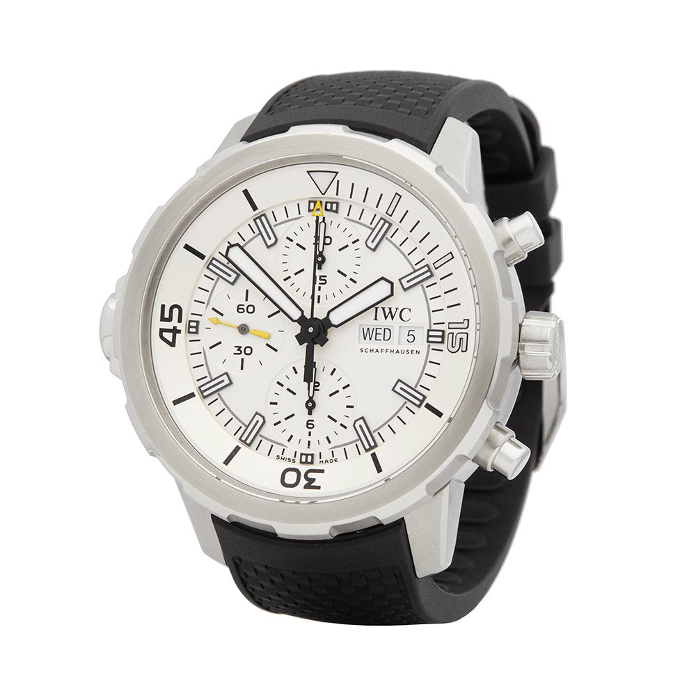  Shop Authentic IWC Aquatimer Chronograph White Dial Black Rubber Strap Watch for Men - IW376801 - Luxxuri