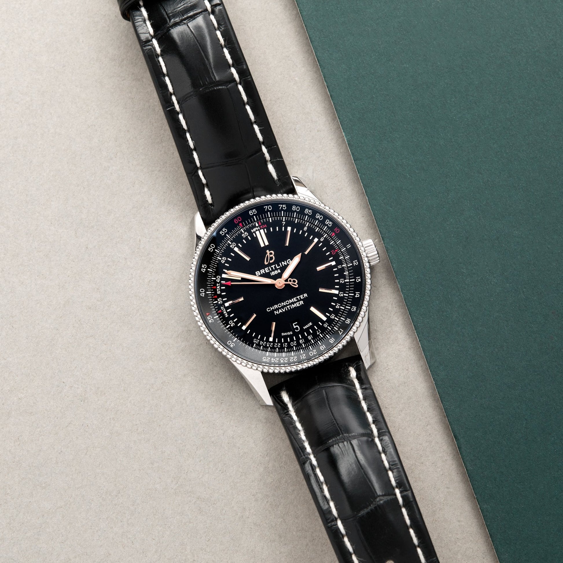  Shop Authentic Breitling Automatic 41mm Black Dial Black Leather Strap Watch for Men - A17326241B1P1 - Luxxuri