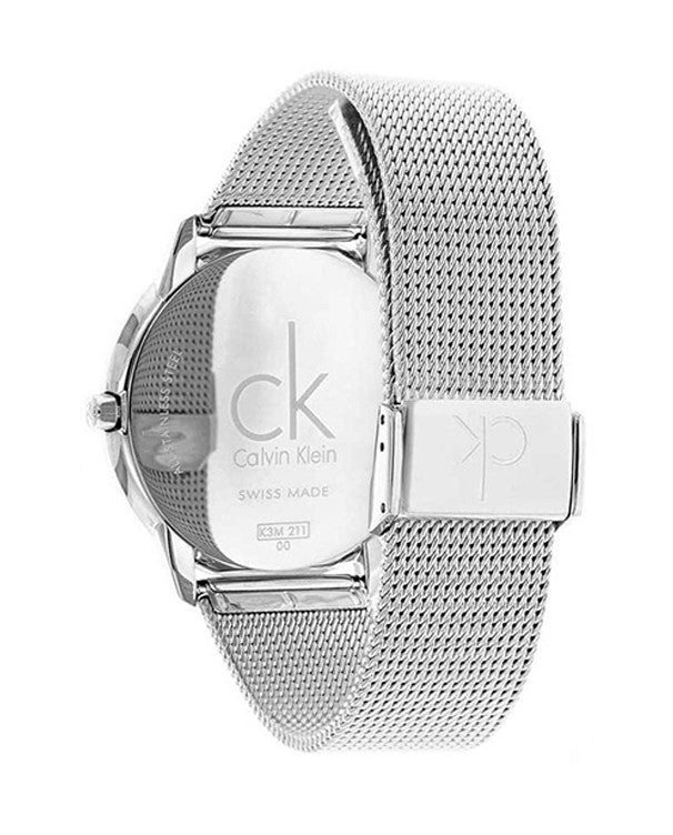  Shop Authentic Calvin Klein Minimal Black Dial Silver Mesh Bracelet Watch for Men - K3M21123 - Luxxuri