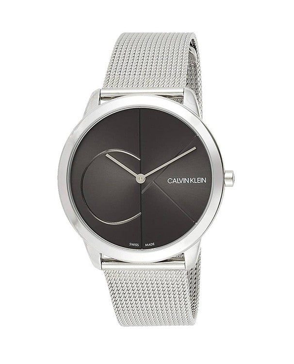  Shop Authentic Calvin Klein Minimal Black Dial Silver Mesh Bracelet Watch for Men - K3M21123 - Luxxuri