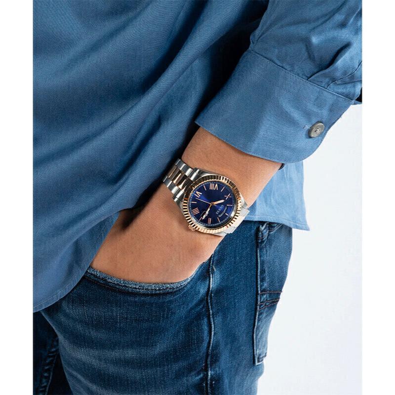  Shop Authentic Guess Connoisseur Quartz Blue Dial Two Tone Steel Strap Watch For Men - GW0265G12 - Luxxuri