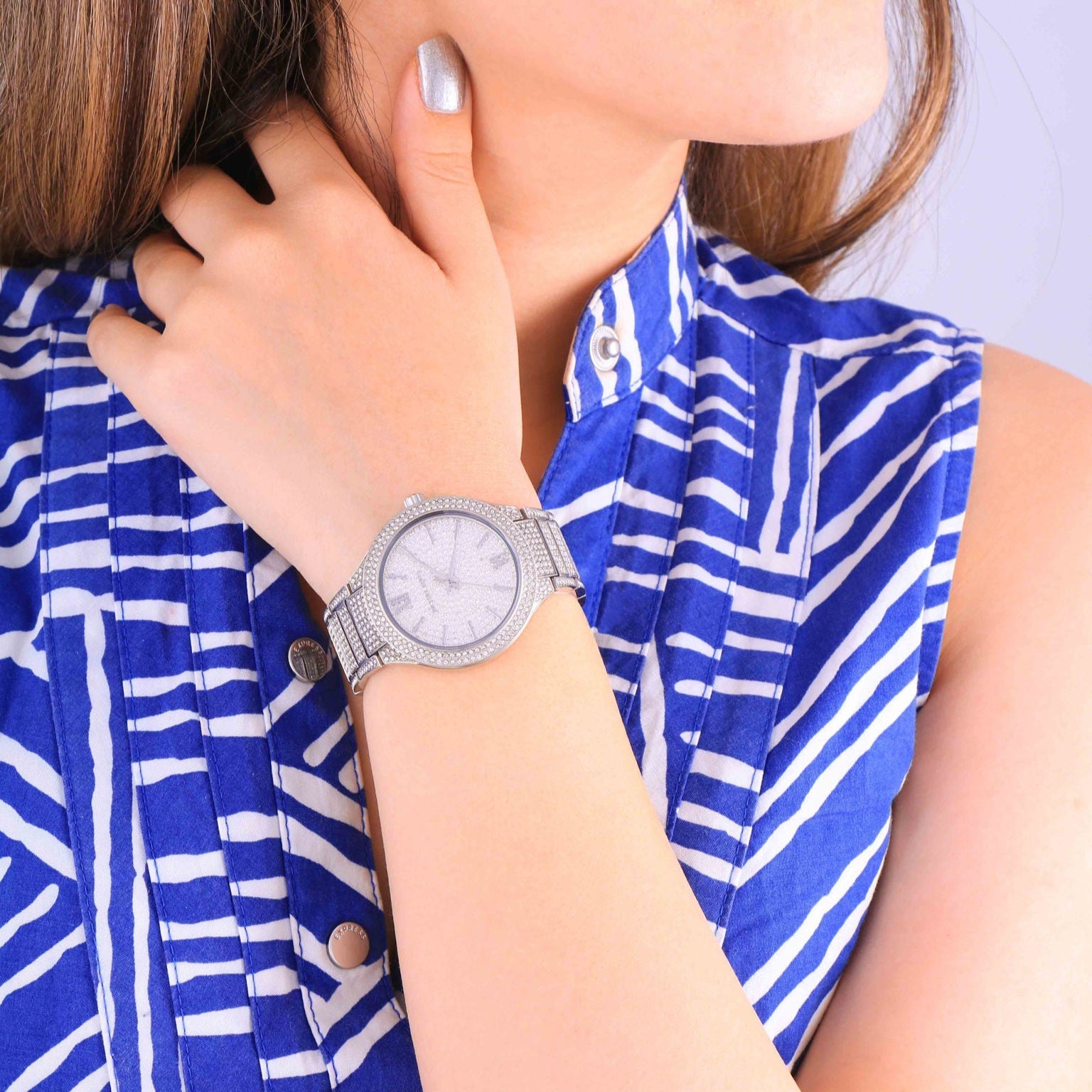  Shop Authentic Michael Kors Kerry Crystal Pave Silver Dial Silver Steel Strap Watch For Women - MK3359 - Luxxuri