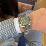  Shop Authentic Fossil Everett Chronograph Green Dial Silver Steel Strap Watch for Men - FS5964 - Luxxuri