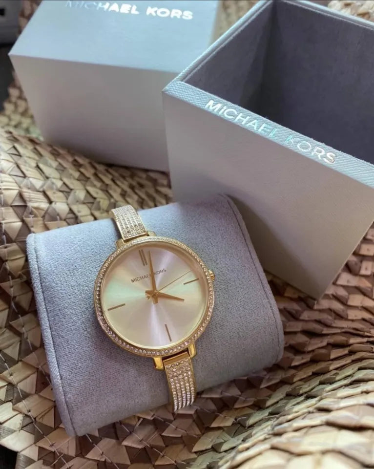  Shop Authentic Michael Kors Jaryn Quartz Gold Dial Gold Steel Strap Watch For Women - MK3784 - Luxxuri