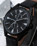  Shop Authentic Emporio Armani Claudio Chronograph Black Dial Black Leather Strap Watch For Men - AR11483 - Luxxuri