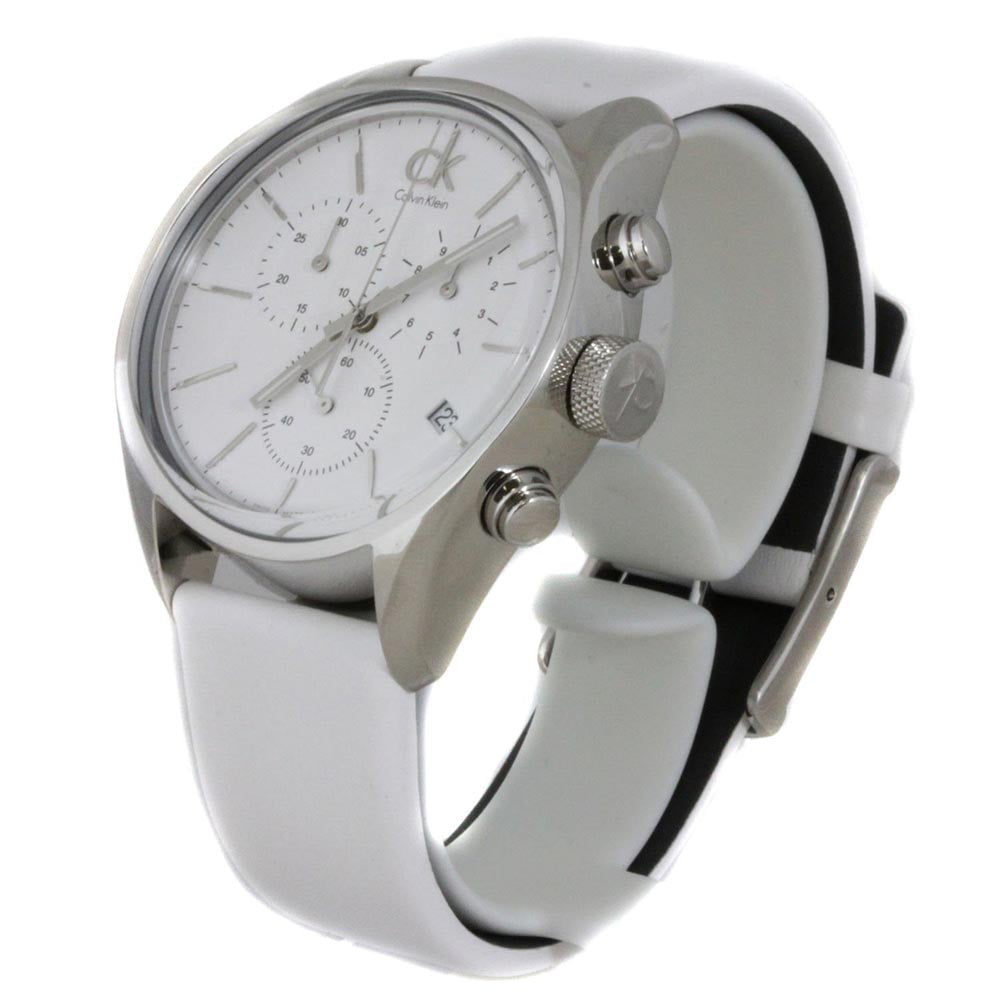  Shop Authentic Calvin Klein Masculine Chronograph White Dial White Leather Strap Watch for Men - K2H27101 - Luxxuri