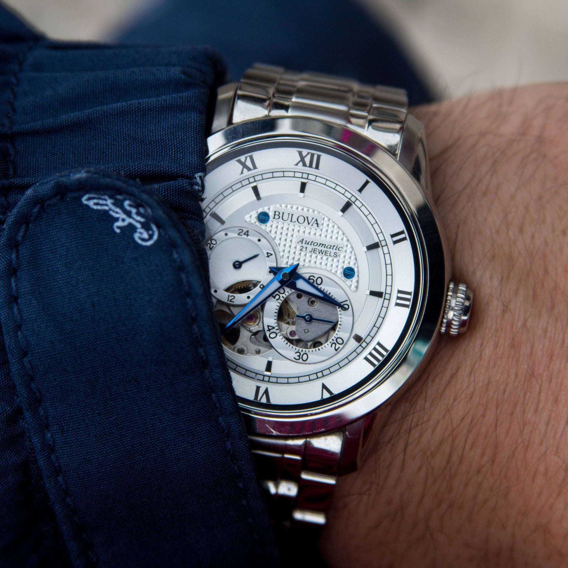  Shop Authentic Bulova BVA Series Dual Aperture Silver Dial Silver Steel Strap Watch for Men - 96A118 - Luxxuri