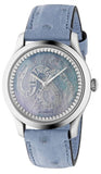 Gucci G Timeless Automatic Mother of Pearl Dial Blue Leather Strap Watch For Women - YA1264113