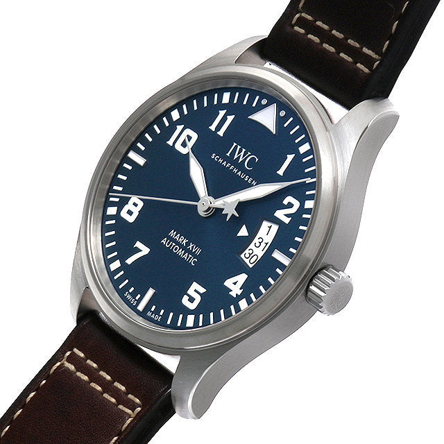  Shop Authentic IWC Pilots Watch Mark XVII Edition Le Petit Prince Blue Dial Brown Leather Strap Watch for Men - IW326506 - Luxxuri