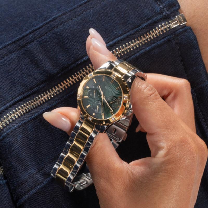  Shop Authentic Guess Mist Analog Green Dial Two Tone Steel Strap Watch For Women - GW0723L1 - Luxxuri