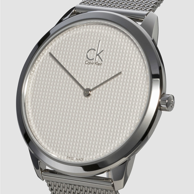  Shop Authentic Calvin Klein Minimal White Dial Silver Mesh Bracelet Watch for Men - K3M2112Y - Luxxuri