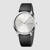  Shop Authentic Calvin Klein Minimal Silver Dial Black Leather Strap Watch for Men - K3M211CY - Luxxuri