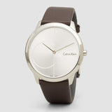  Shop Authentic Calvin Klein Minimal Silver Dial Brown Leather Strap Watch for Men - K3M211G6 - Luxxuri