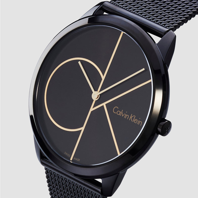  Shop Authentic Calvin Klein Minimal Black Dial Black Mesh Bracelet Watch for Women - K3M224X1 - Luxxuri